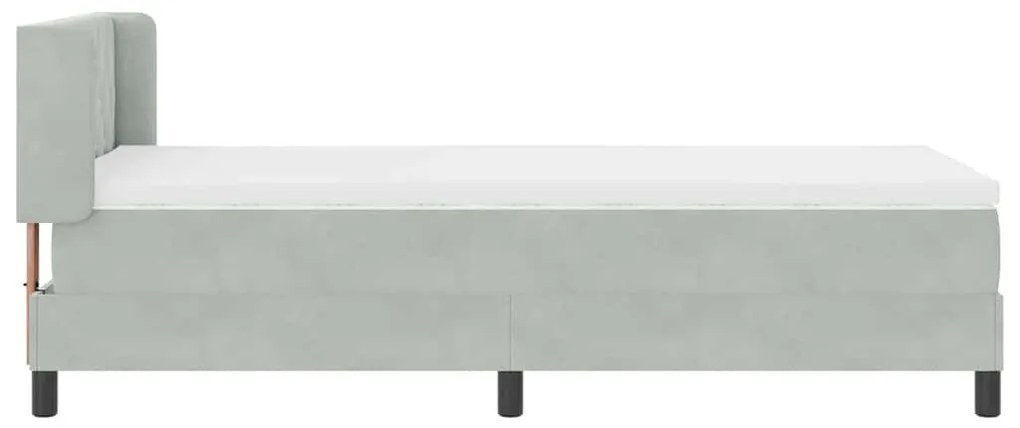 Cama Box Spring com Colchão Cinza Claro 90x200 cm Veludo