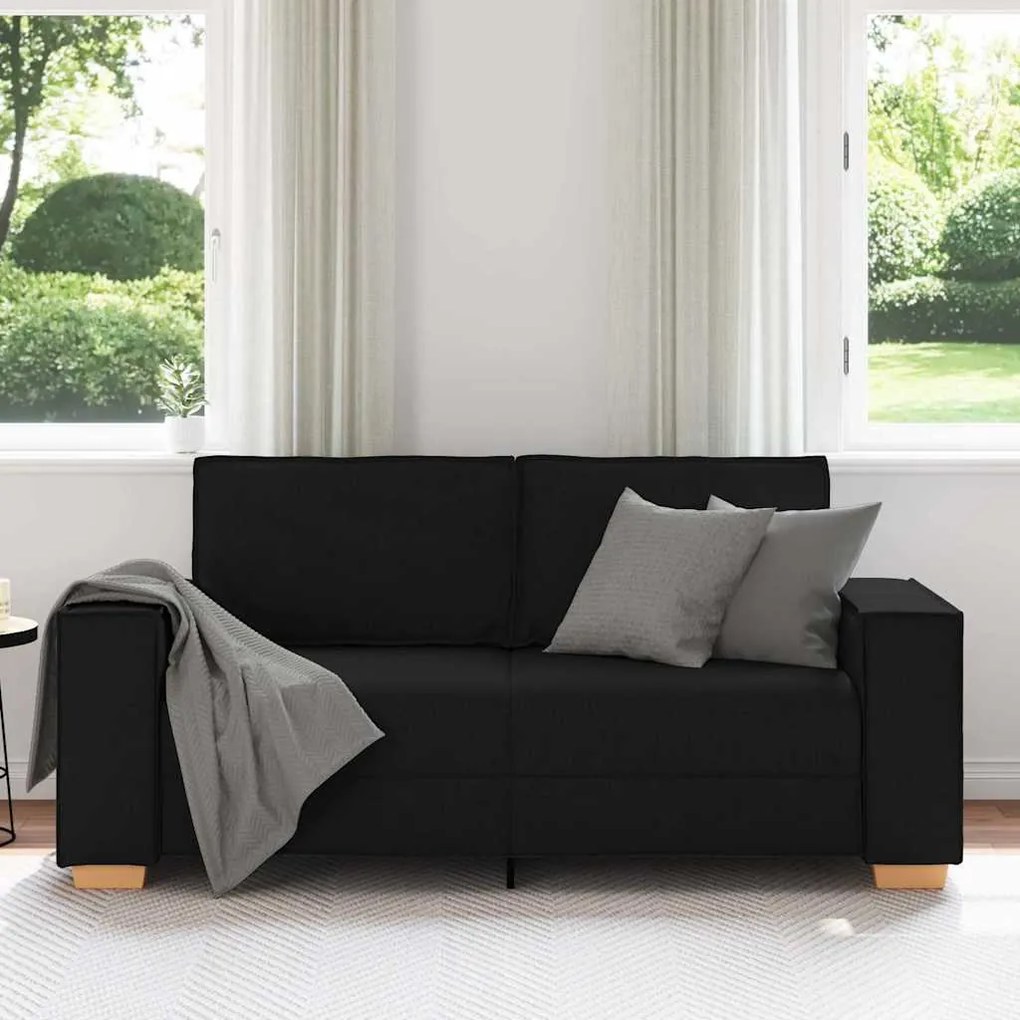 Sofá de 2 lugares preto 140 cm tecido