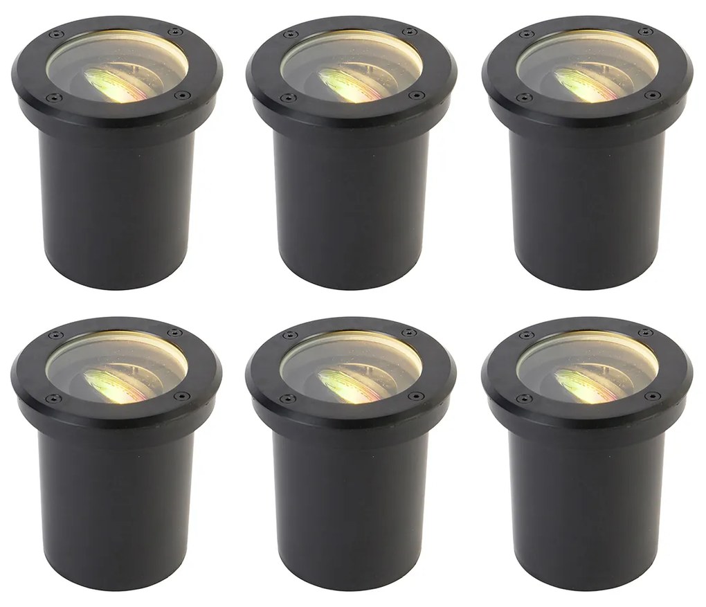 Conjunto de 6 holofotes inteligentes para exterior preto ajustável IP65 LED - Delux. Moderno