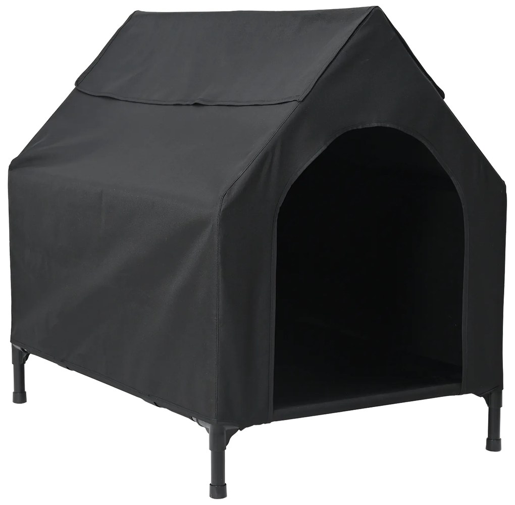 Casa para Cão Preto Tecido Oxford e Aço