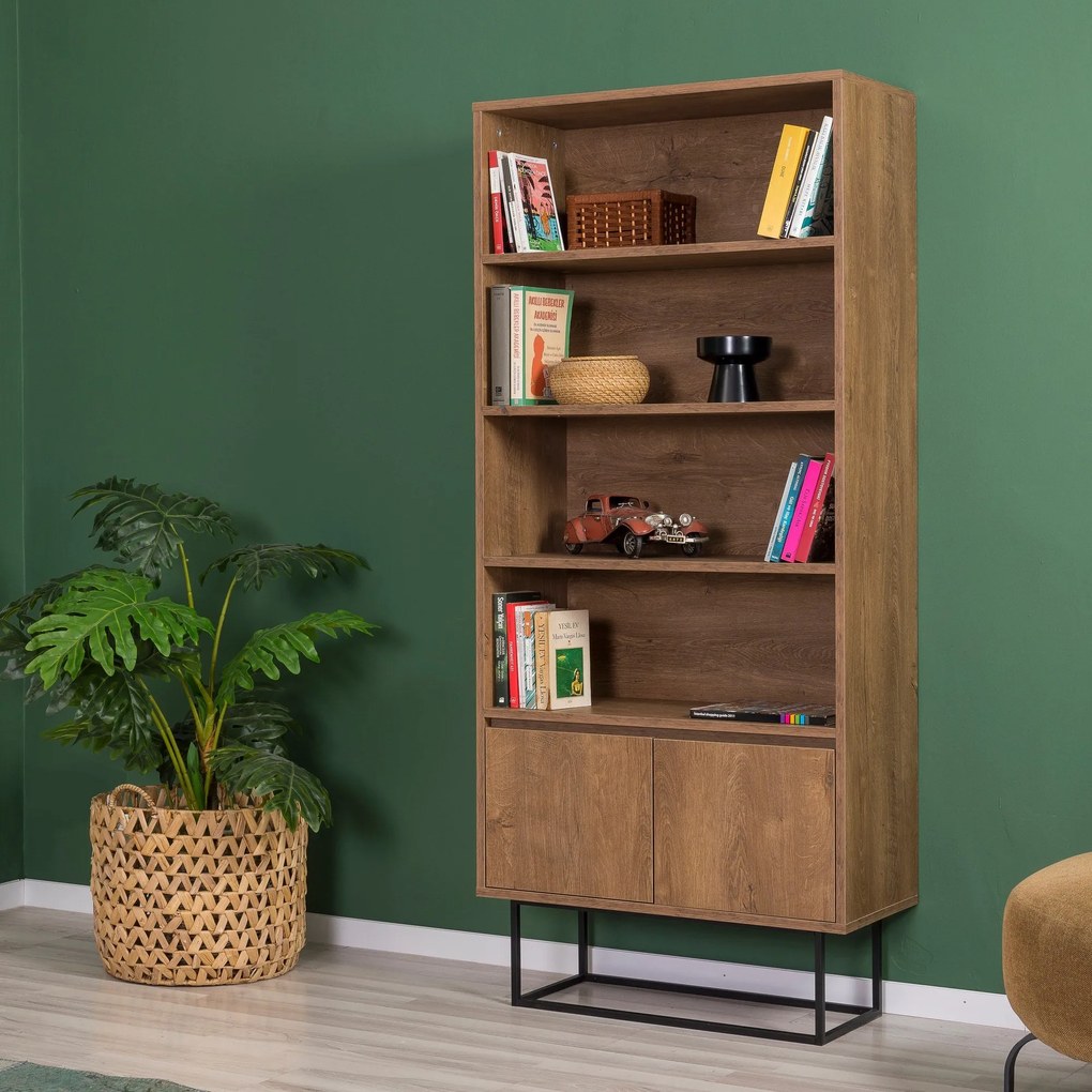 Conjunto de Mobiliário de Sala de Estar Laxus – Nogueira/Preto – Tv Un