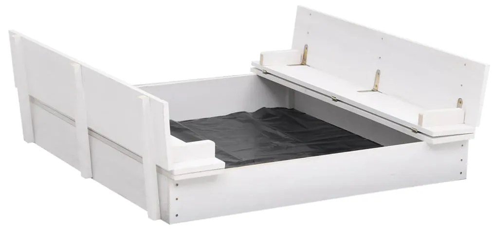 313889 vidaXL Caixa de areia 95x90x15 cm madeira de abeto branco