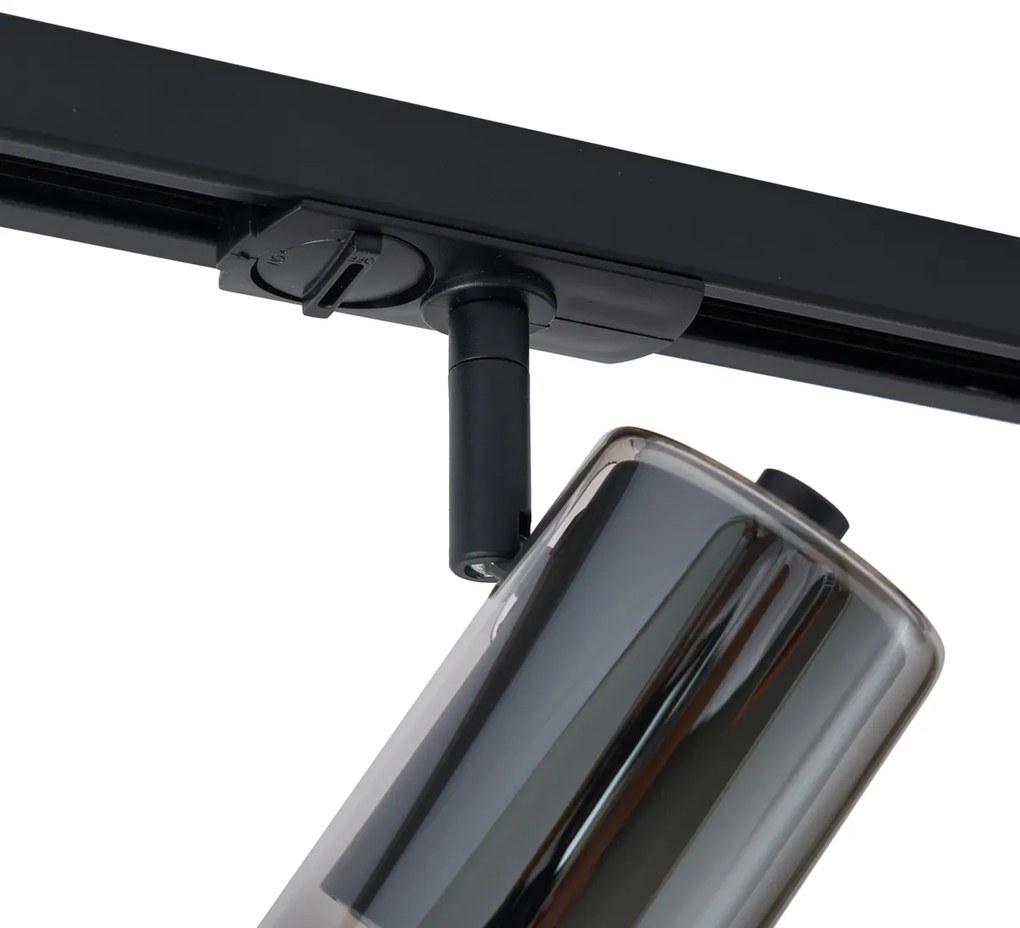 Foco moderno preto com vidro fumado para sistema de calha monofásico - Iconic Lloyd Moderno