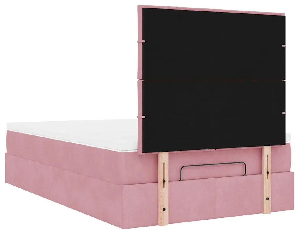 Estrutura de cama otomana com colchões 120x200 cm veludo rosa