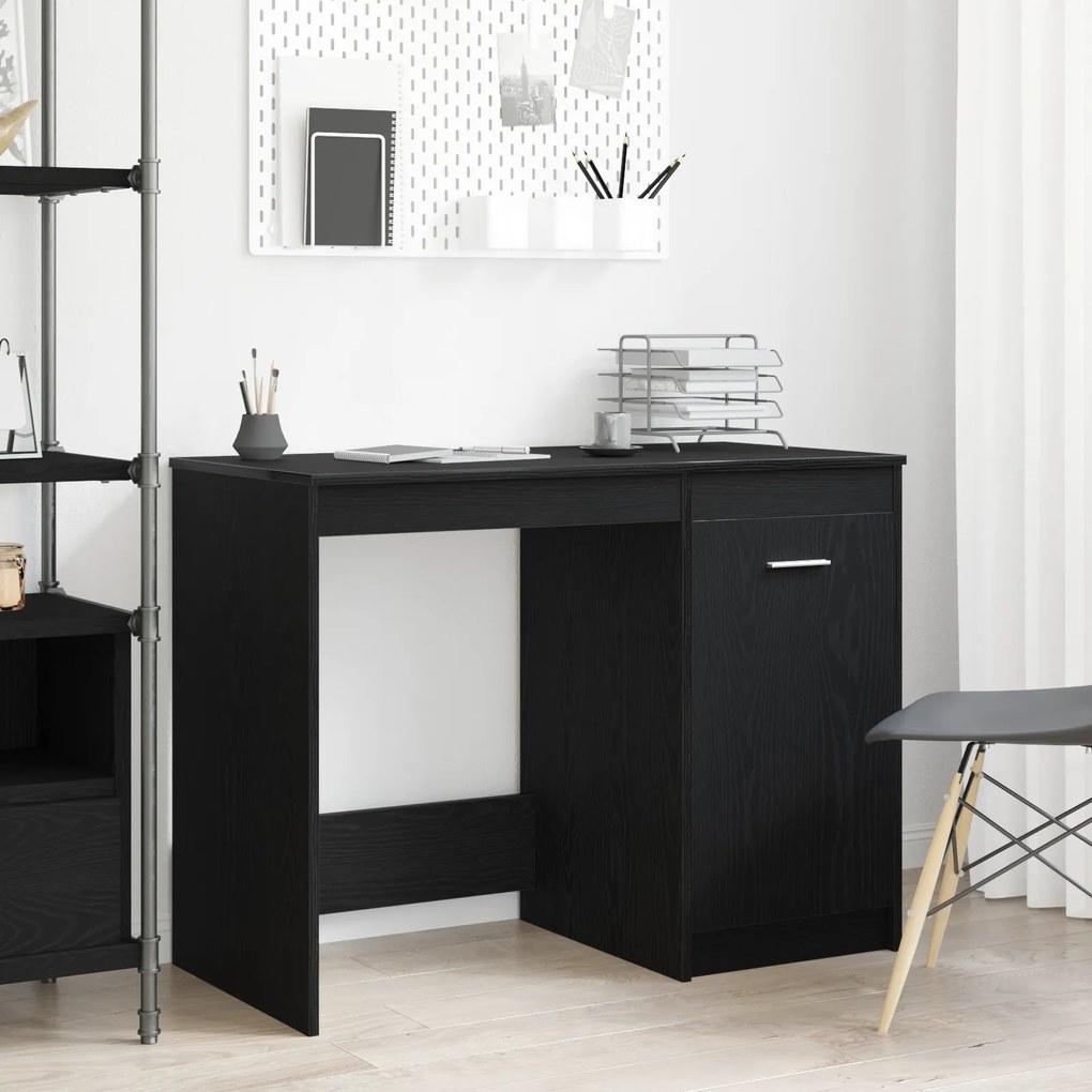 Mesa vidaXL Preta de Carvalho 100x50x76 cm em Madeira Envernizada