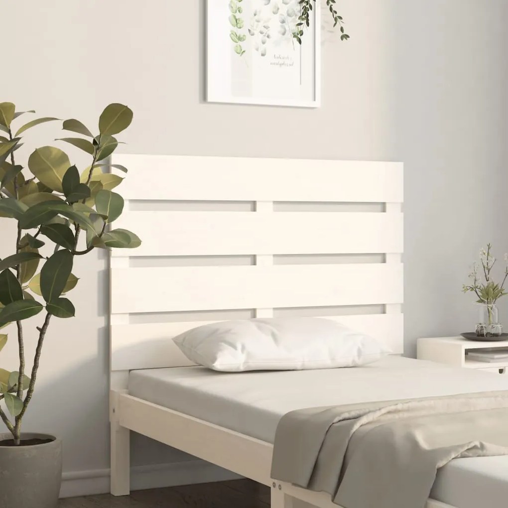 Cabeceira de cama 75x3x80 cm pinho maciço branco