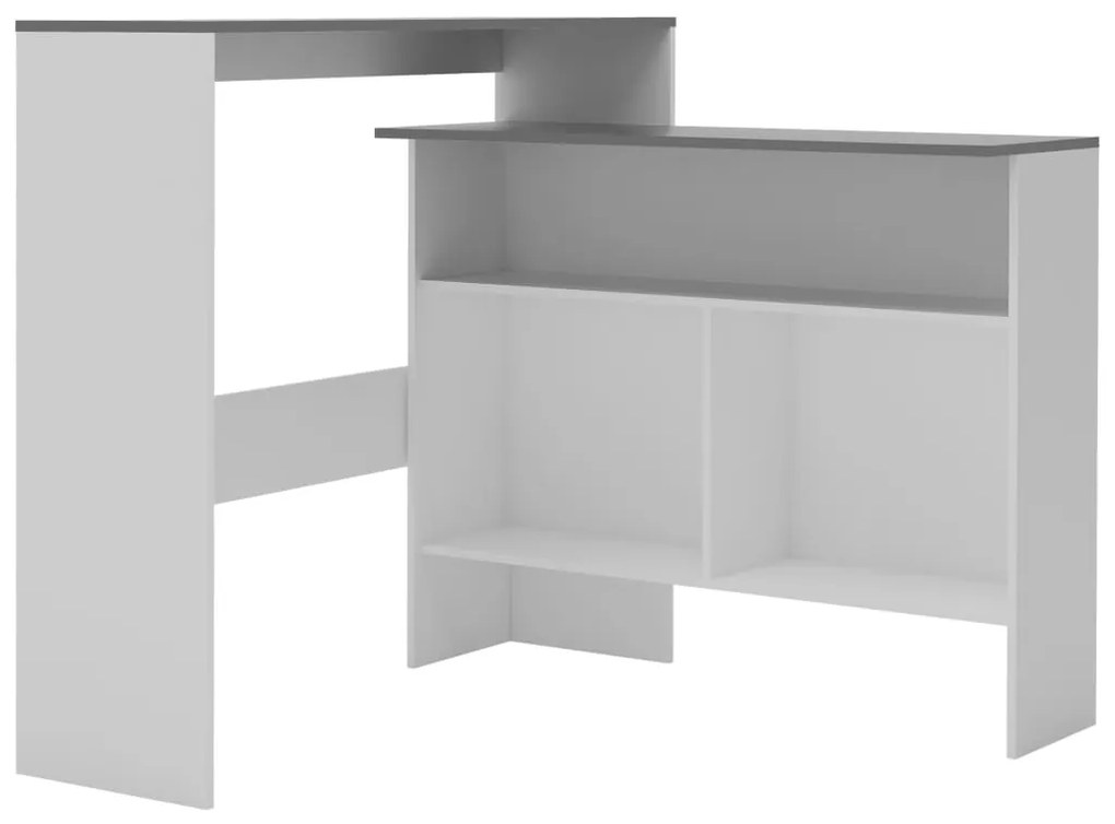 Mesa de bar com 2 tampos 130x40x120 cm branco e cinzento