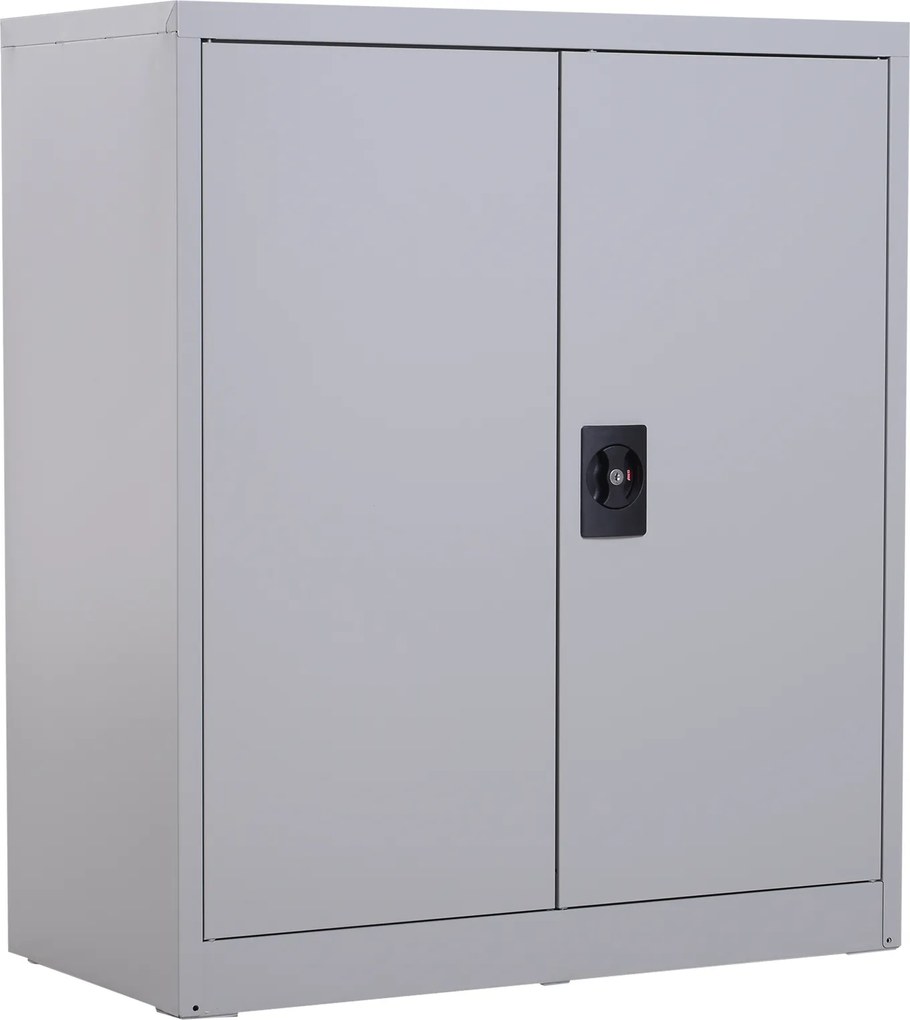Vinsetto Armário de Escritório Metálico com 2 Portas Fechadura Prateleira Ajustável Armário Metálico 80x40x92,5 cm Cinza | Aosom Portugal