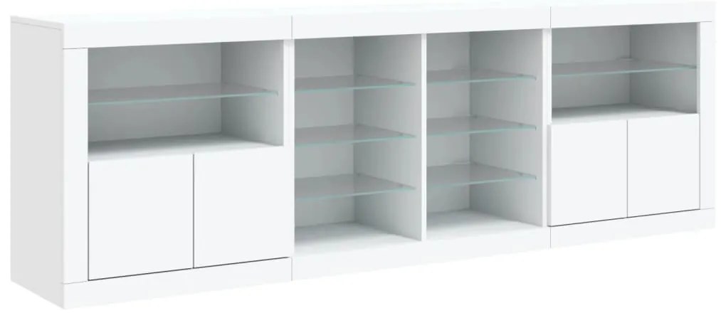 Aparador com luzes LED 202x37x67 cm branco