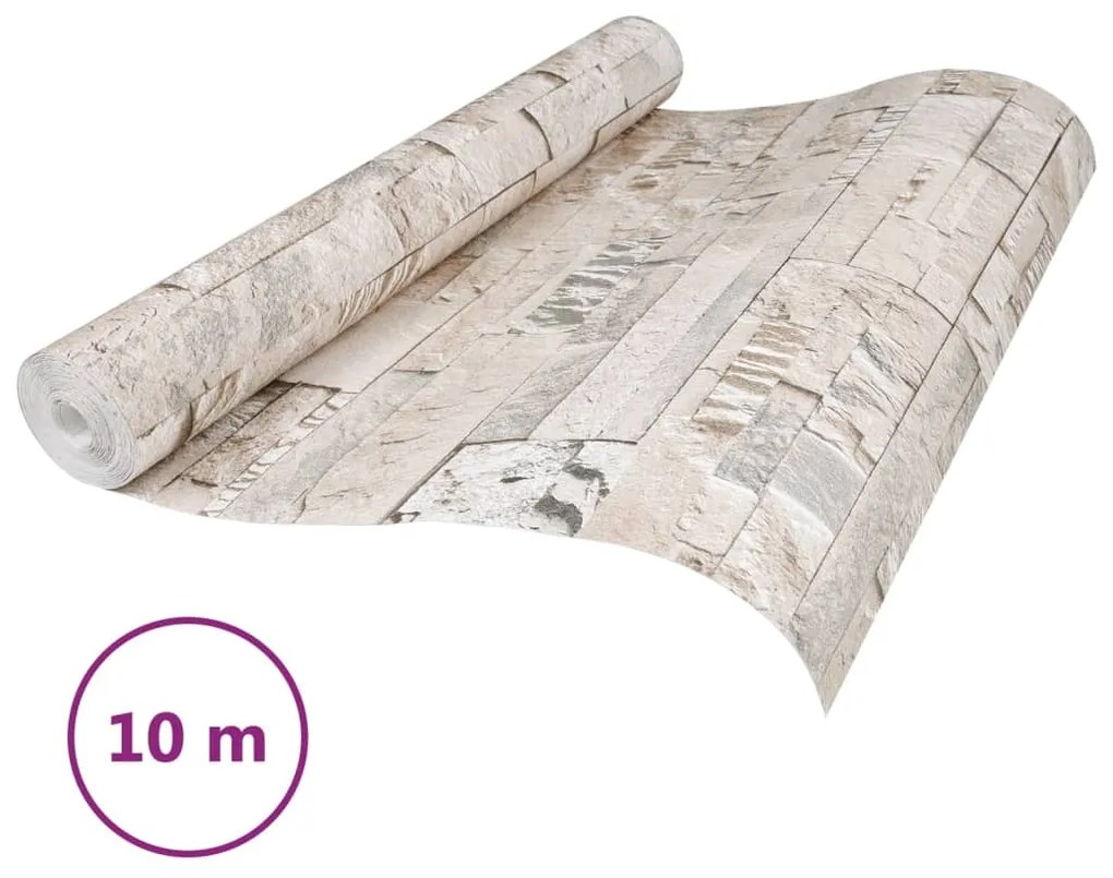 Papel parede 3D c/ aspeto de pedra não-tecido cinzento e bege