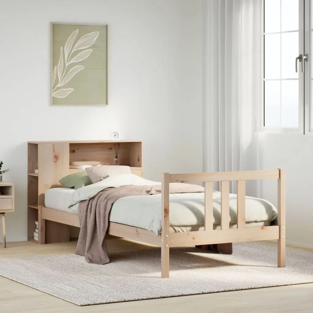 Cama com estante sem colchão 90x190 cm pinho maciço