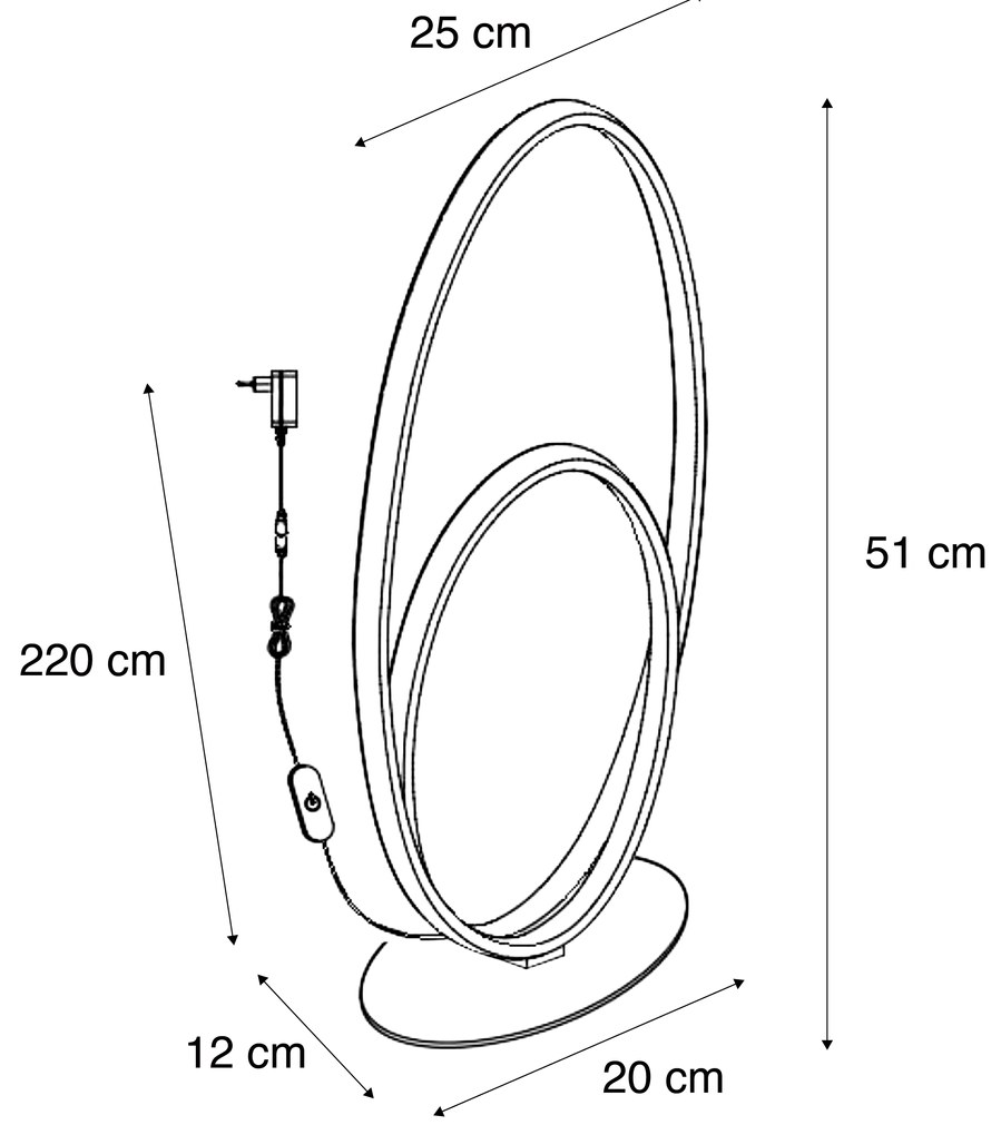 Candeeiro de mesa de design bege com LED regulável em 3 níveis - Boomerang Design