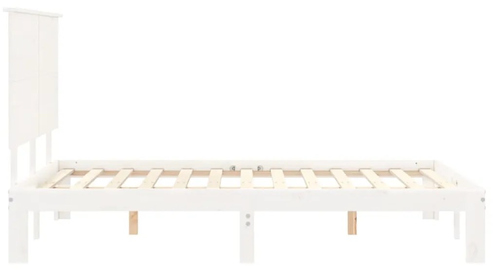Cama sem colchão 140x200 cm madeira de pinho maciça branco