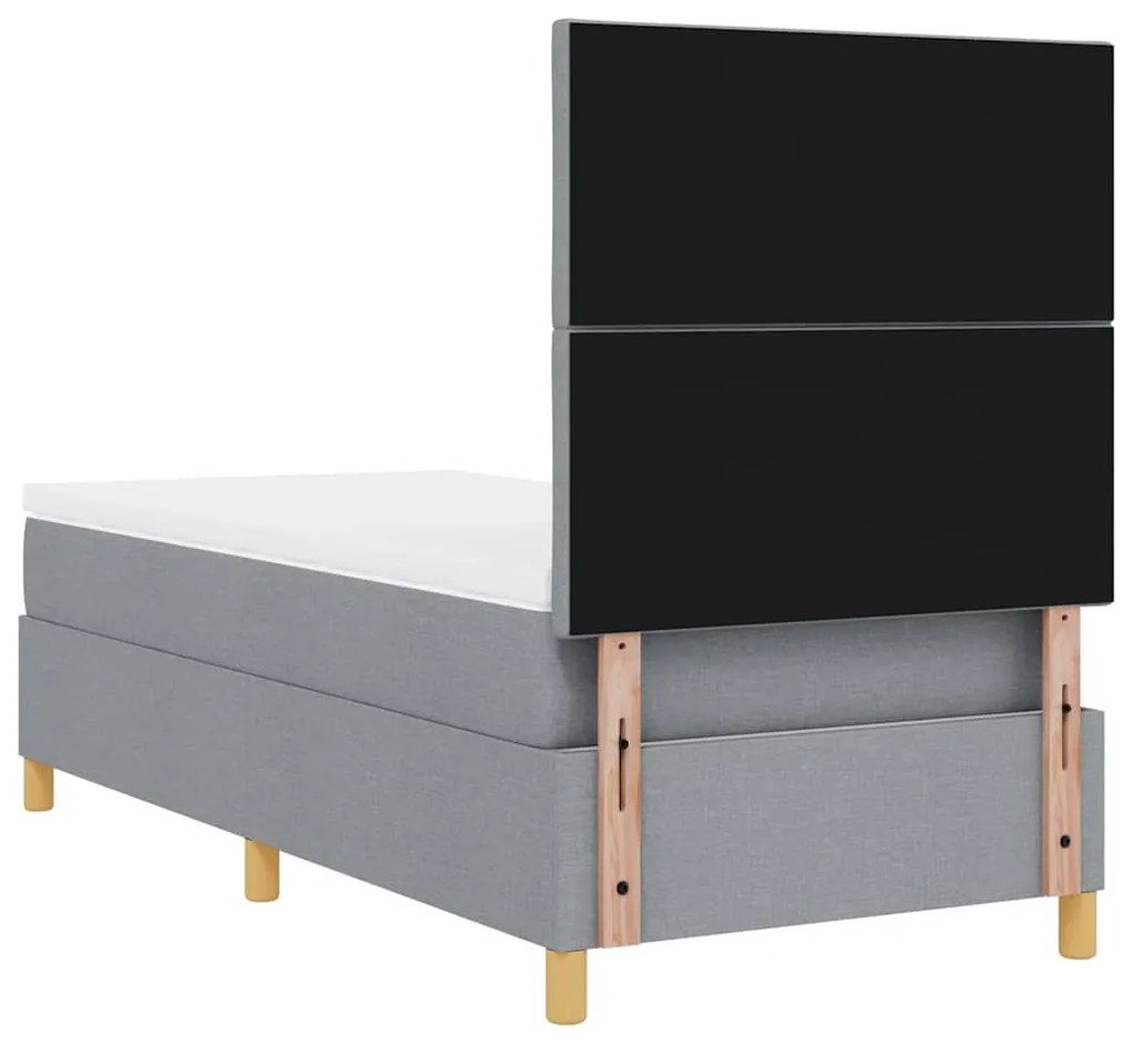 Cama Box com Colchão &amp; Luz LED Cinzento Claro 100x200 cm Tecido