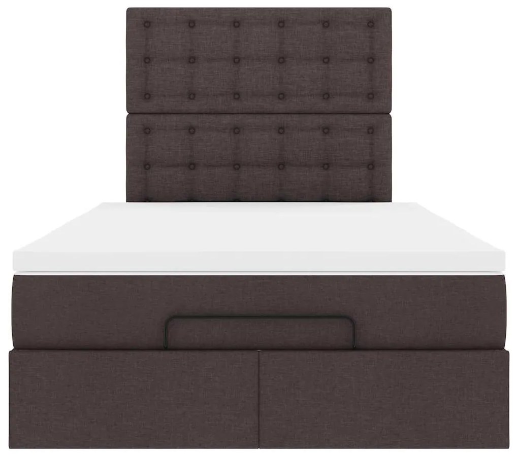 Estrutura cama otomana colchão 120x200cm tecido castanho escuro