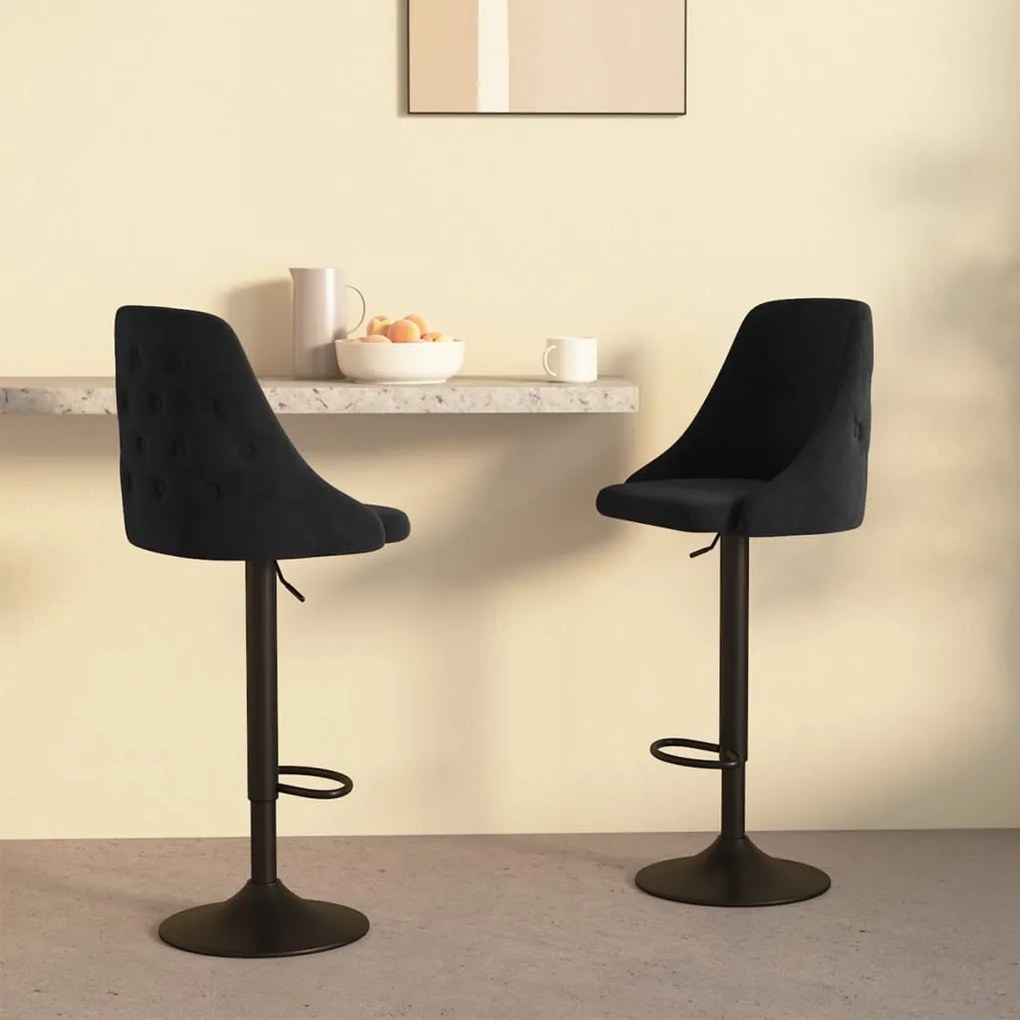 vidaXL Bancos de bar 2 pcs veludo preto