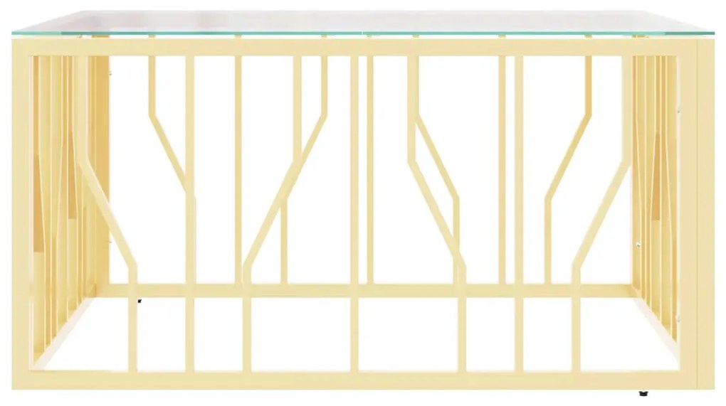 Mesa de centro 80x80x40 cm aço inoxidável e vidro dourado