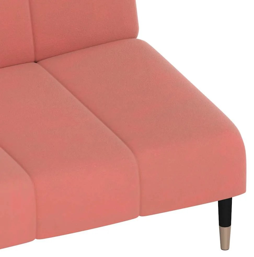 Sofá-cama de 2 lugares veludo rosa