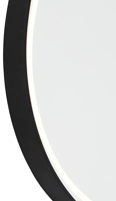 Espelho de casa de banho preto com LED e dimmer tátil oval - Miral Moderno
