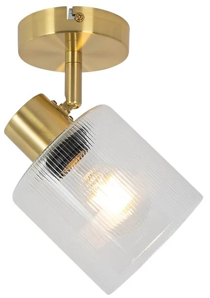 Candeeiro de teto Art Déco dourado com vidro ajustável - Laura