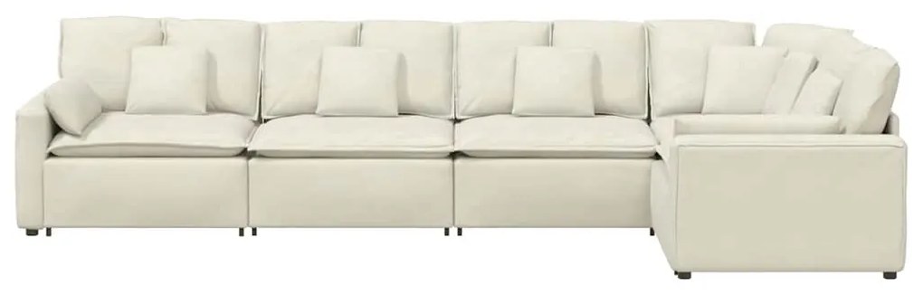 Sofá modular com almofadas veludo creme