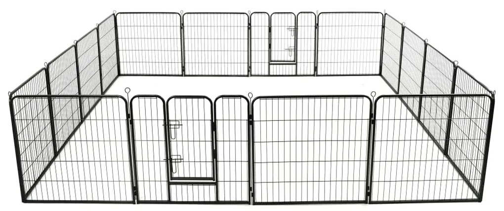 vidaXL Parque para cães 16 painéis aço 80x80 cm preto