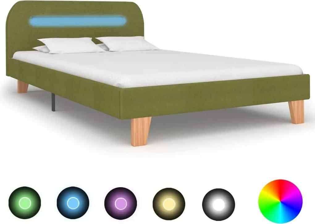 Estrutura de cama com LEDs em tecido 120x200 cm verde