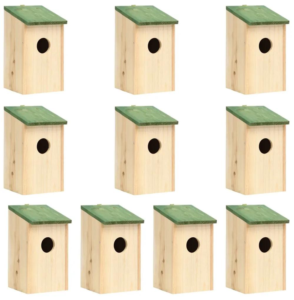 Casas para pássaros 10 pcs 12x12x22 cm madeira de abeto maciça