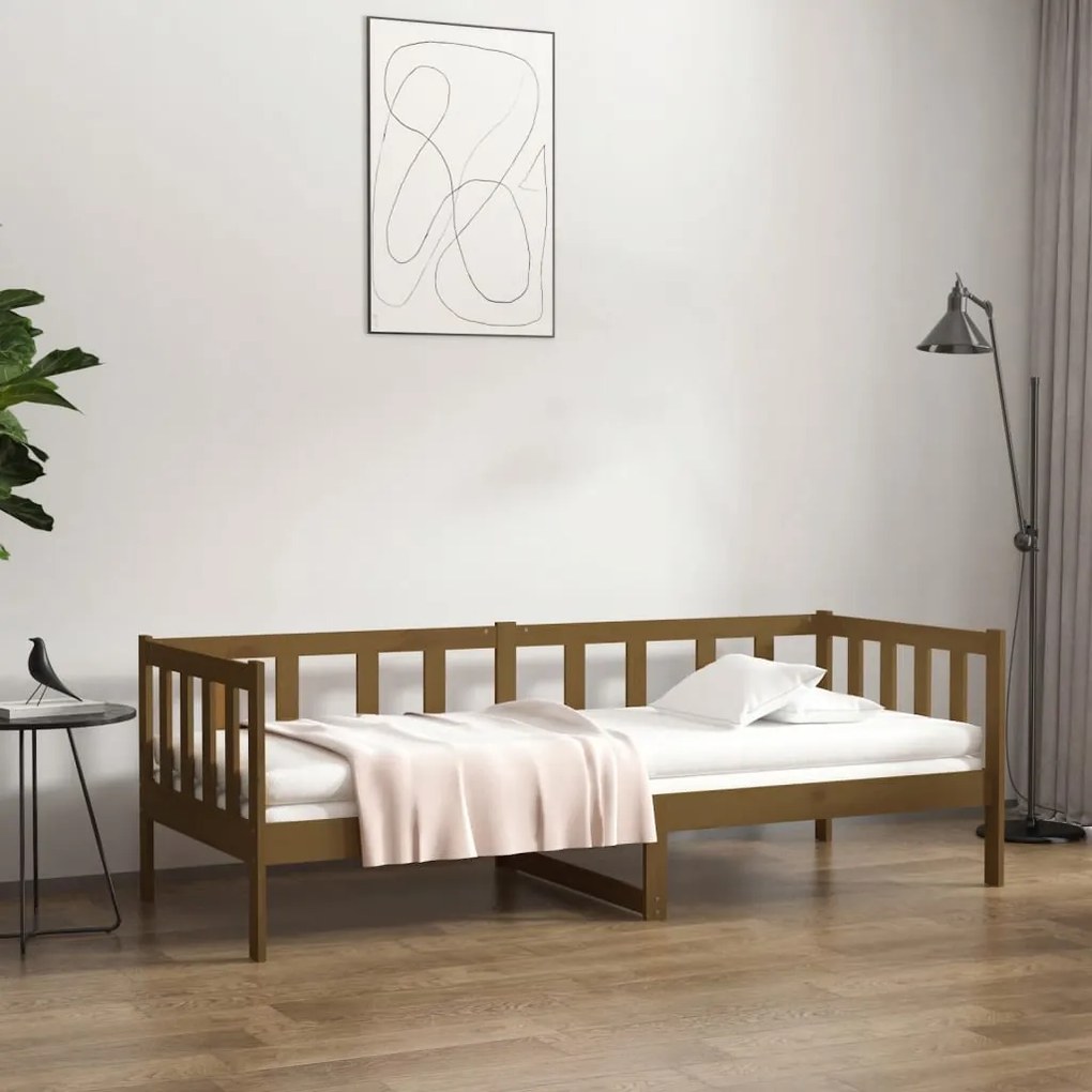 814687 vidaXL Sofá-cama 80x200 cm madeira de pinho maciça castanho mel