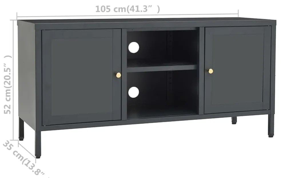 Móvel de TV 105x35x52 cm aço e vidro antracite