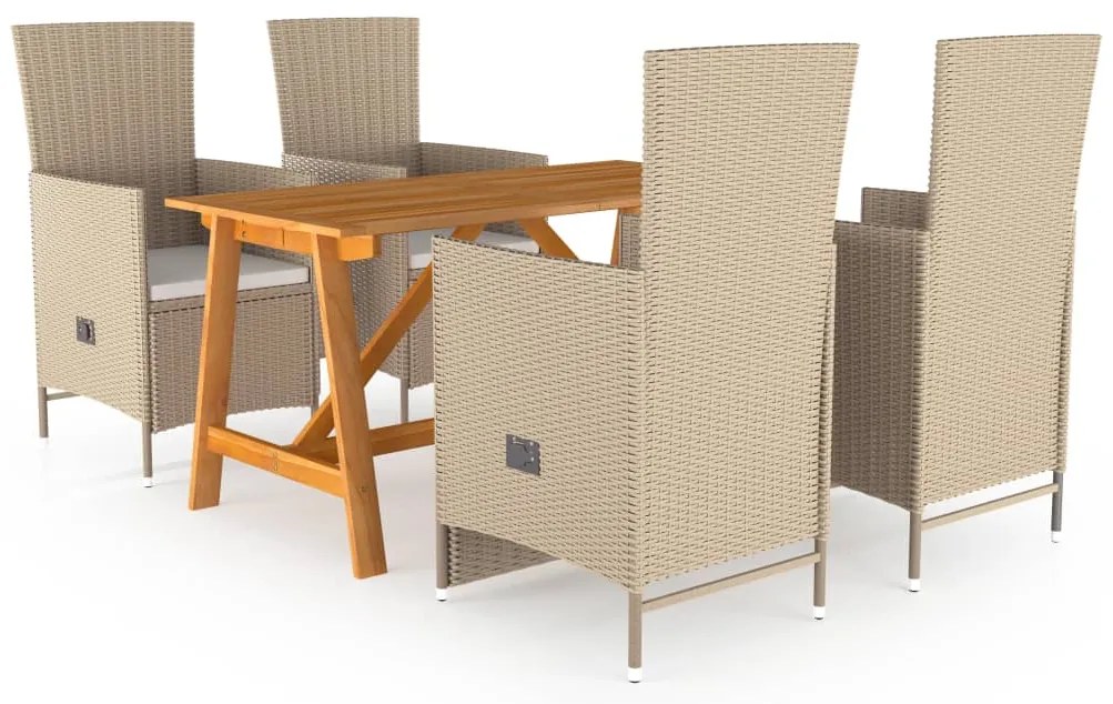 vidaXL 5 pcs conjunto de jantar para jardim bege