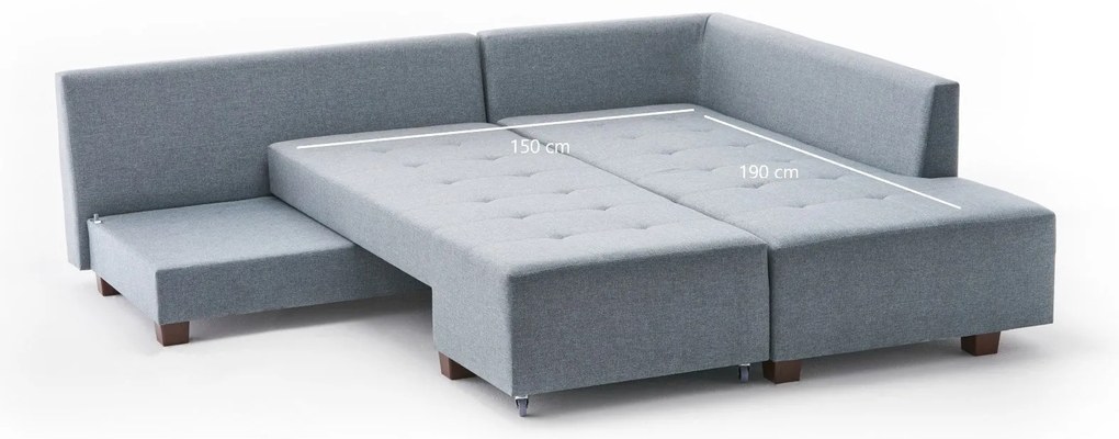 Sofá-Cama de Canto Manama – Azul Claro – 280 x 85 x 206 cm