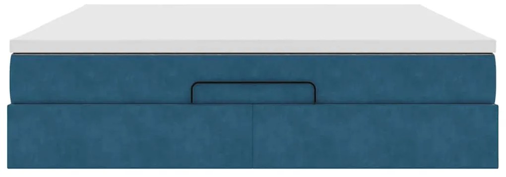 Estrutura de cama otomana com colchão 160x200 cm azul escuro