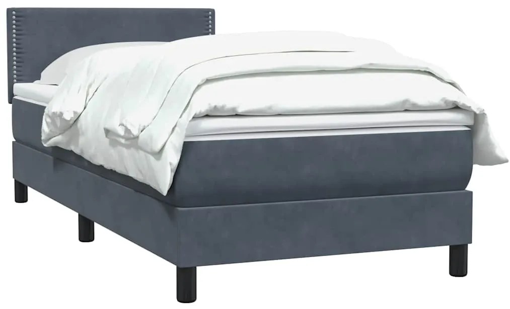 Cama com molas/colchão cinza-escuro 90x210 cm veludo
