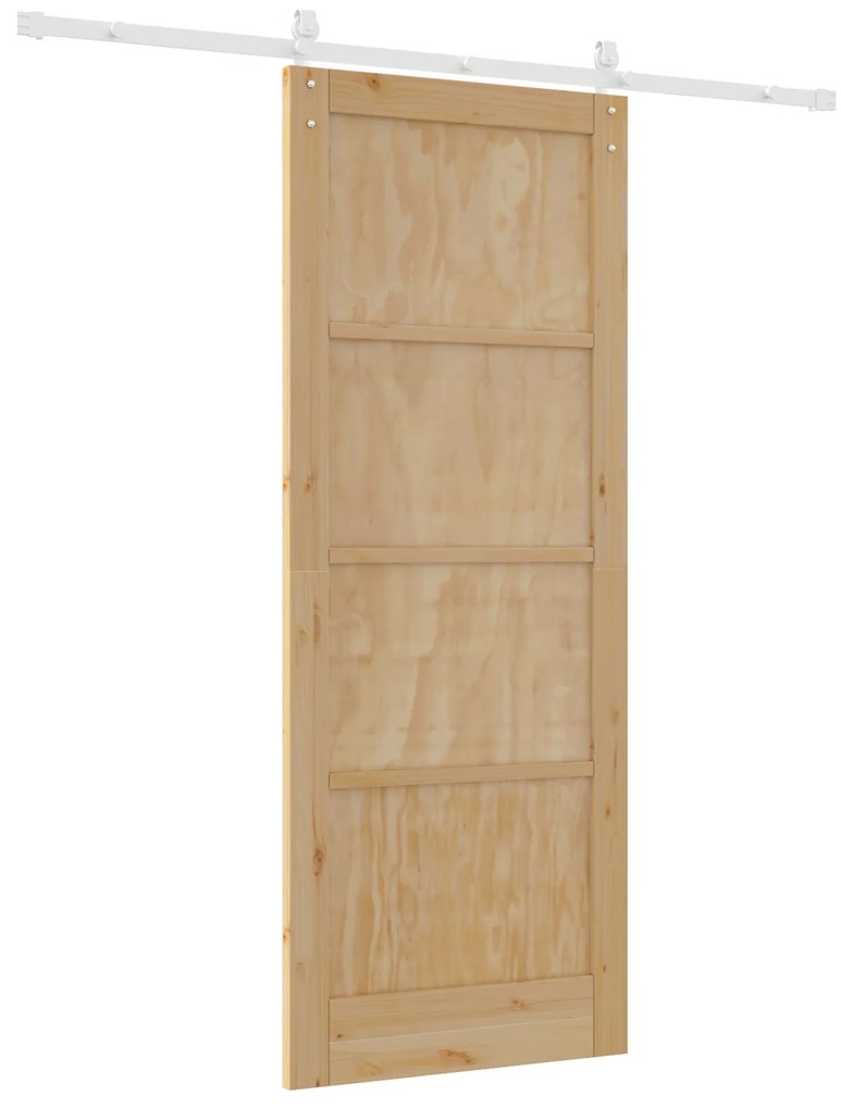 Porta Deslizante vidaXL com Conjunto de Ferragens 83x211 cm Madeira Só