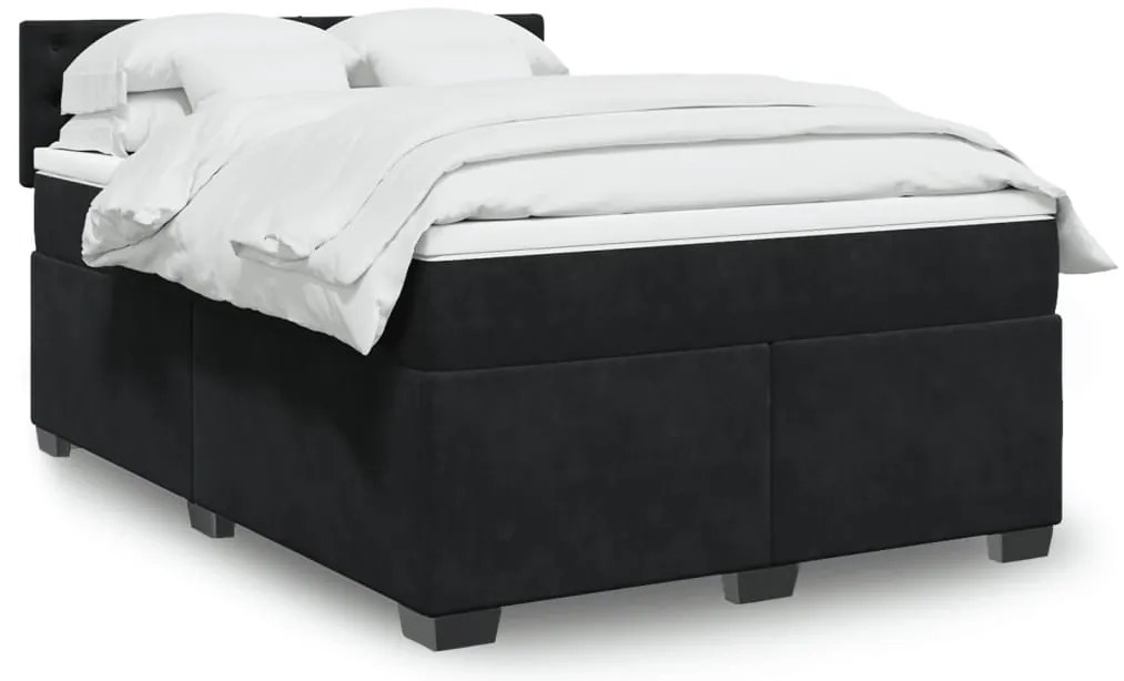 vidaXL Cama com molas/colchão 140x190 cm veludo preto