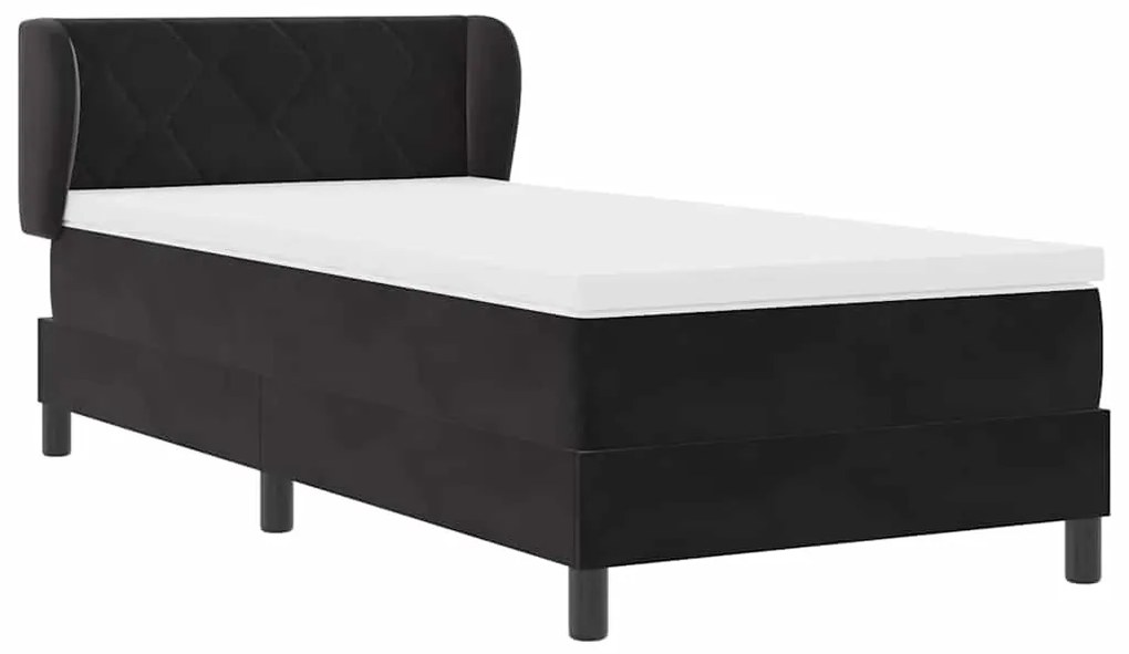 Cama Box Spring vidaXL com Colchão Preto 100x200 cm Veludo