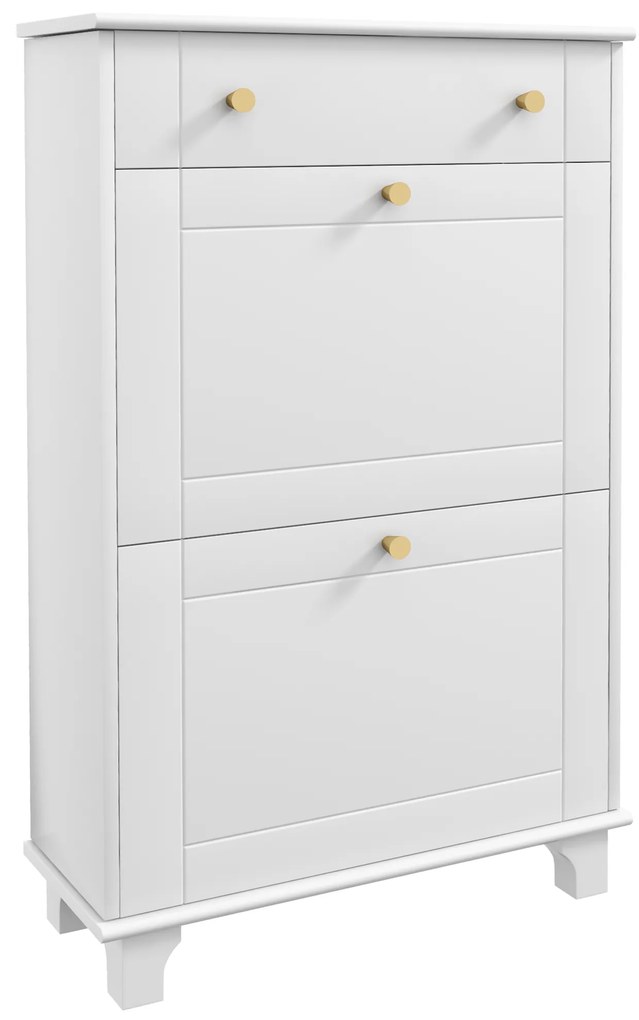 HOMCOM Sapateira Branca Móvel Sapateira Estreita com 2 Portas e 1 Gaveta para 8 Pares de Sapatos para Entrada Corredor 60x23,5x98,5 cm Branco