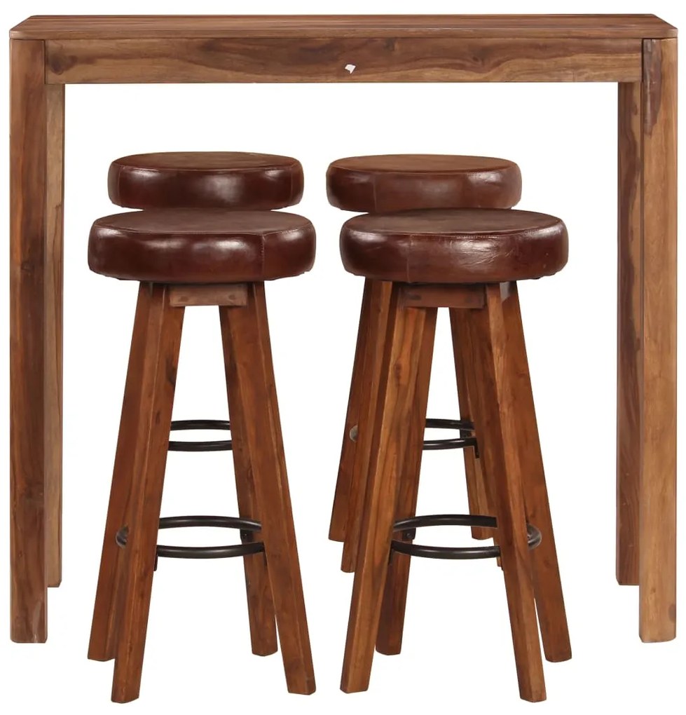 Conjunto de bar 5 pcs 115x56x107 cm madeira maciça