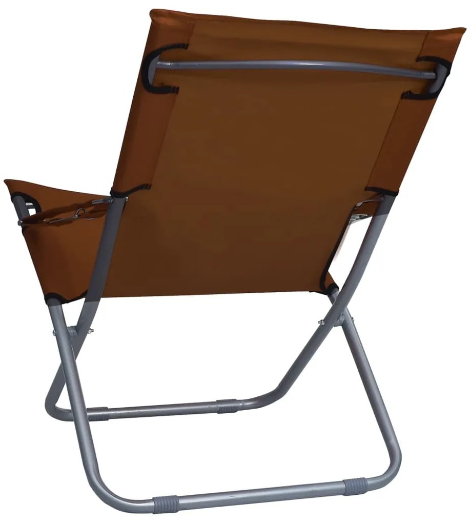 Cadeiras de praia dobráveis 2 pcs tecido castanho