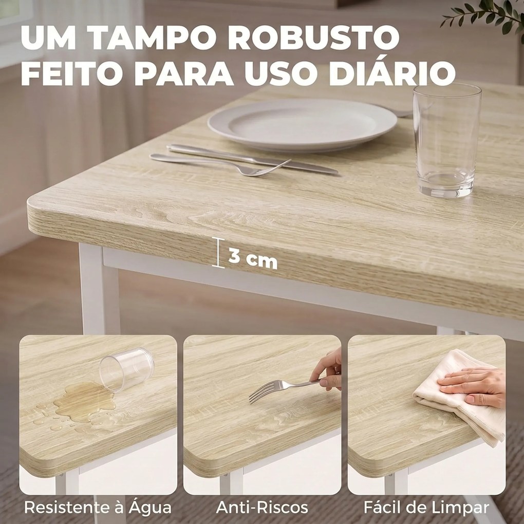 Conjunto de Mesa de Jantar Extensível 120-160 cm e 6 Cadeiras Empilháveis para 4-6 Pessoas Efeito Carvalho