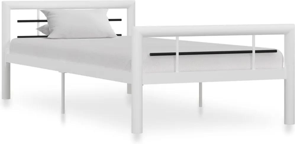 Estrutura de cama 90x200 cm metal branco e preto