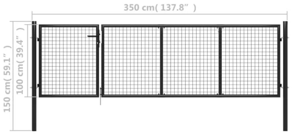 Portão de jardim 350x100 cm aço antracite
