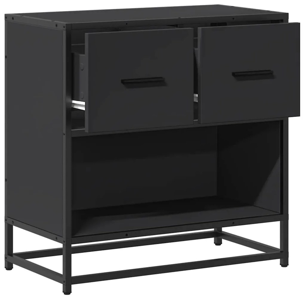 Mesa de cabeceira 60x31x60 cm madeira e metal preto