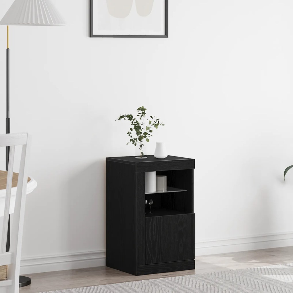 Sideboard vidaXL com Luzes LED Carvalho Preto 41x37x67 cm