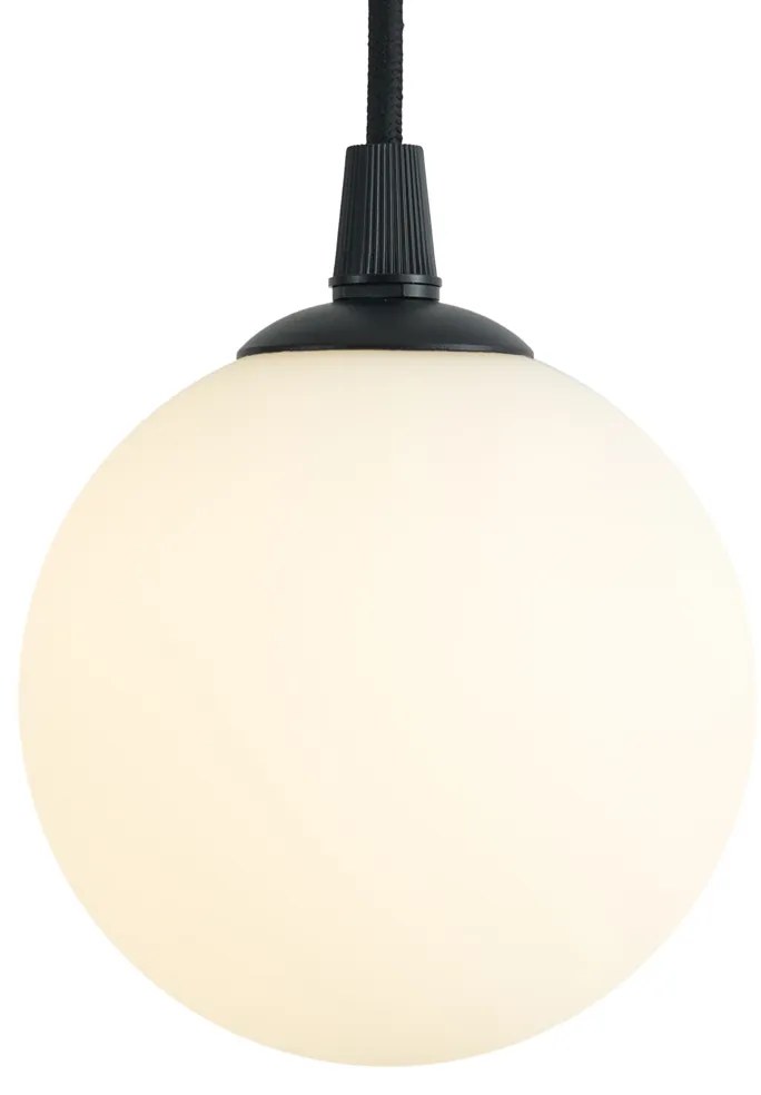 Candeeiro suspenso moderno preto com vidro branco para sistema de calha monofásico - Iconic Perle