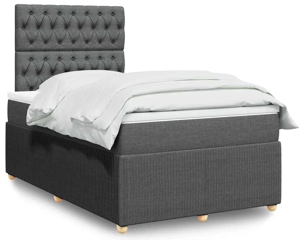 Cama boxspring com colchão 120x190 cm tecido cinzento-escuro