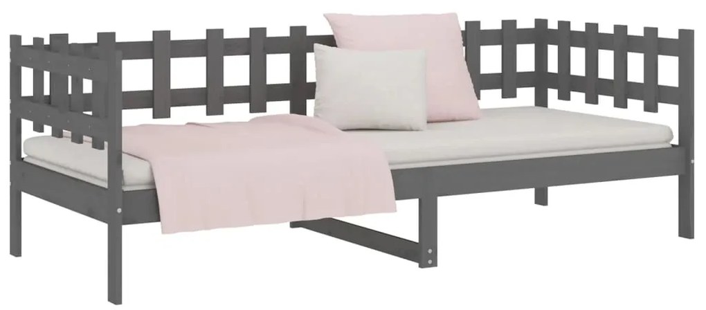 Sofá-cama 90 x 200 cm madeira de pinho maciça cinzento