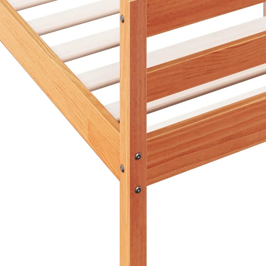 Cama sem colchão 140x200 cm madeira pinho maciça castanho-mel