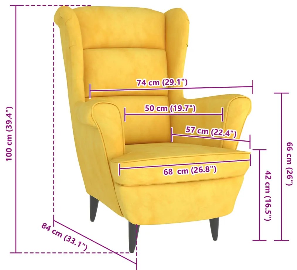 Poltrona em veludo amarelo mostarda
